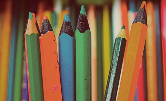 close up of a variety of coloured pencils