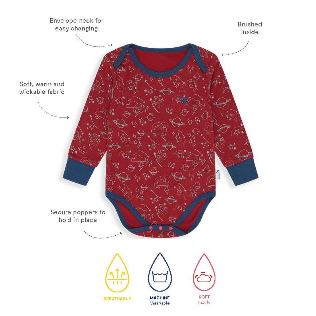 Thermal Baby Grow Red