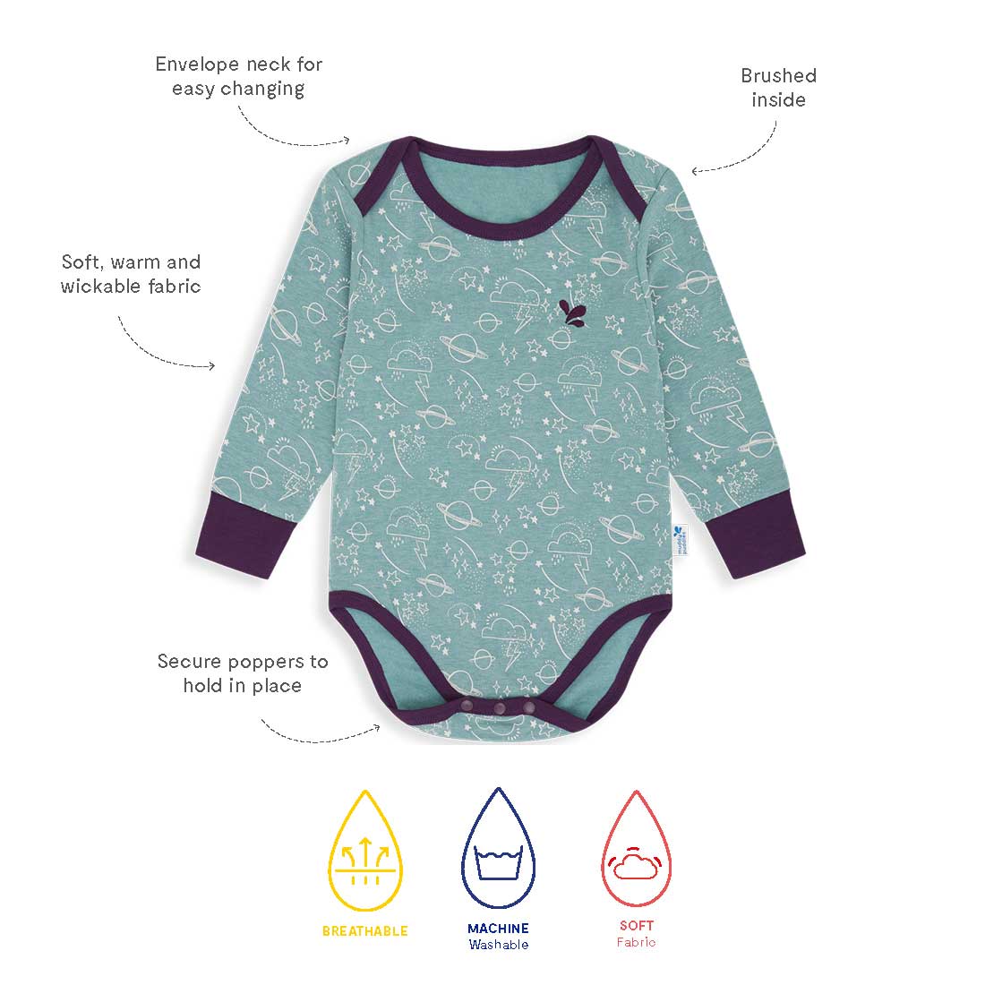 Thermal Baselayer Babygrow Green