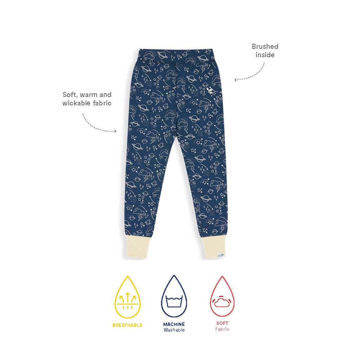 Kids Thermal Leggings Navy Sky