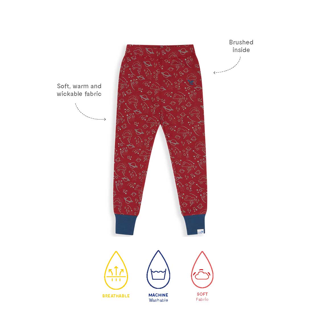 Kids Thermal Leggings Red