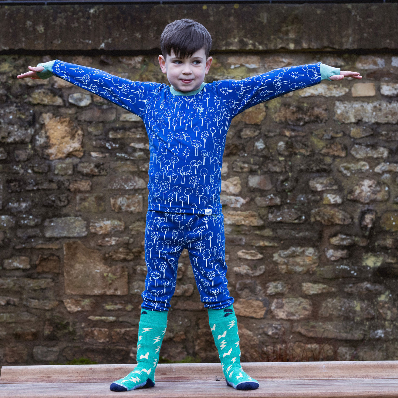 Kids Thermal Leggings Blue Forest Kids Muddy Puddles