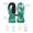 Ski Mittens Green Bird