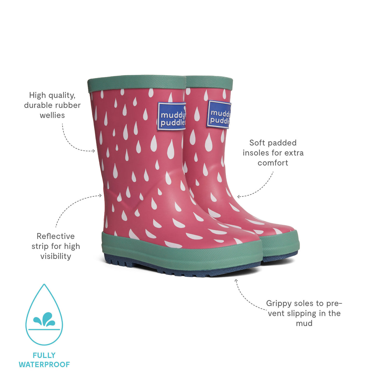Essentials Toddler Wellies Pink Raindrop