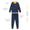 Kids Pyjamas Navy Christmas: Soft, warm, breathable two-piece set with snowflake pattern, contrasting cuffs with thumb-holes, brushed inside, machine-washable—ideal for cozy, durable holiday wear.