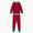 Kids Pyjamas Red Christmas: A durable two-piece set featuring festive snowflakes and starbursts, with green cuffs and embroidered sprigs, perfect for cozy winter nights.
