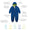 EcoSplash Fleece Lined Waterproof Puddle Suit Blue, featuring a durable waterproof coating, breathable recycled fabric, reinforced knees, and adjustable cuffs, perfect for outdoor play in wet conditions.