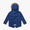 Waterproof Parka Blue Leopard features a deep blue shell with black and pink leopard-style spots, faux-fur hood trim, and a muddy puddles label. Durable and stylish for children's outdoor adventures.