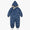 3 in 1 Waterproof Scampsuit Blue Mountains: Durable children’s rain suit with fleece-lined hood, elastic cuffs, and foot straps for secure fit.