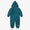 3 in 1 Waterproof Scampsuit Green: Durable children's rain suit with a hood, elasticated cuffs, and foot straps, ideal for outdoor play in wet conditions.