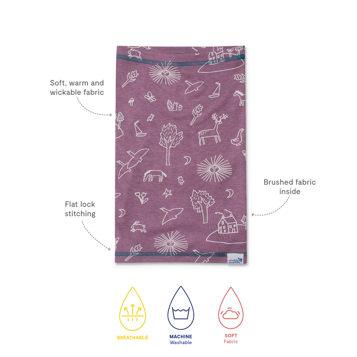 Thermal Snood Pink with soft, wickable fabric, flat lock seams, and brushed interior for comfort. Features breathable, machine washable, soft material, ideal for outdoor adventures.