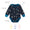 Thermal Baby Grow Navy with forest animal print, featuring envelope neck, contrast teal binding, secure snap closures, and soft, breathable, machine washable fabric.