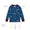 Kids Thermal Top Blue features white doodles on a blue background with brown cuffs and thumbholes. Soft, warm, wickable fabric is breathable and machine washable.