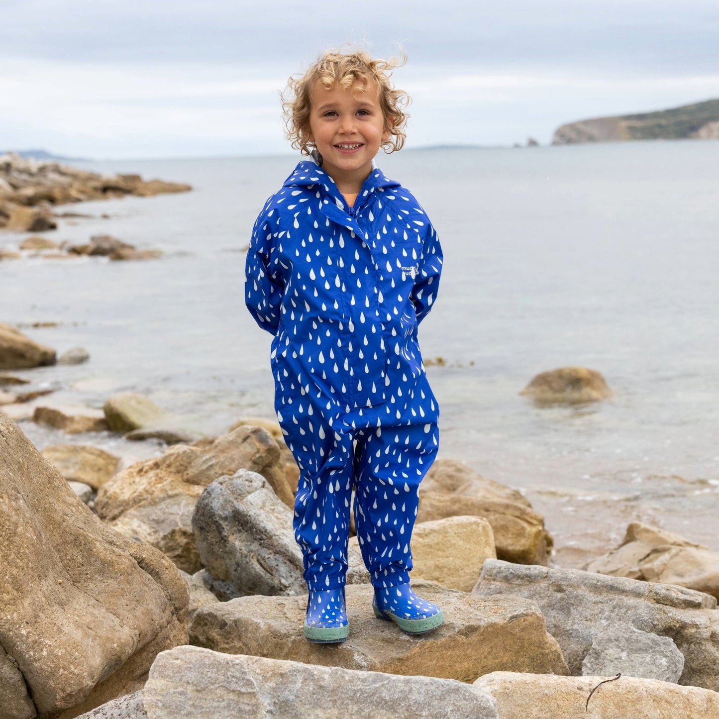 Essentials Waterproof Puddle Suit Blue Raindrop