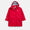 Red Puddleflex waterproof fleece lined jacket with hood. Navy and white chevron pattern inside hood. Part of the Muddy Puddles brand.