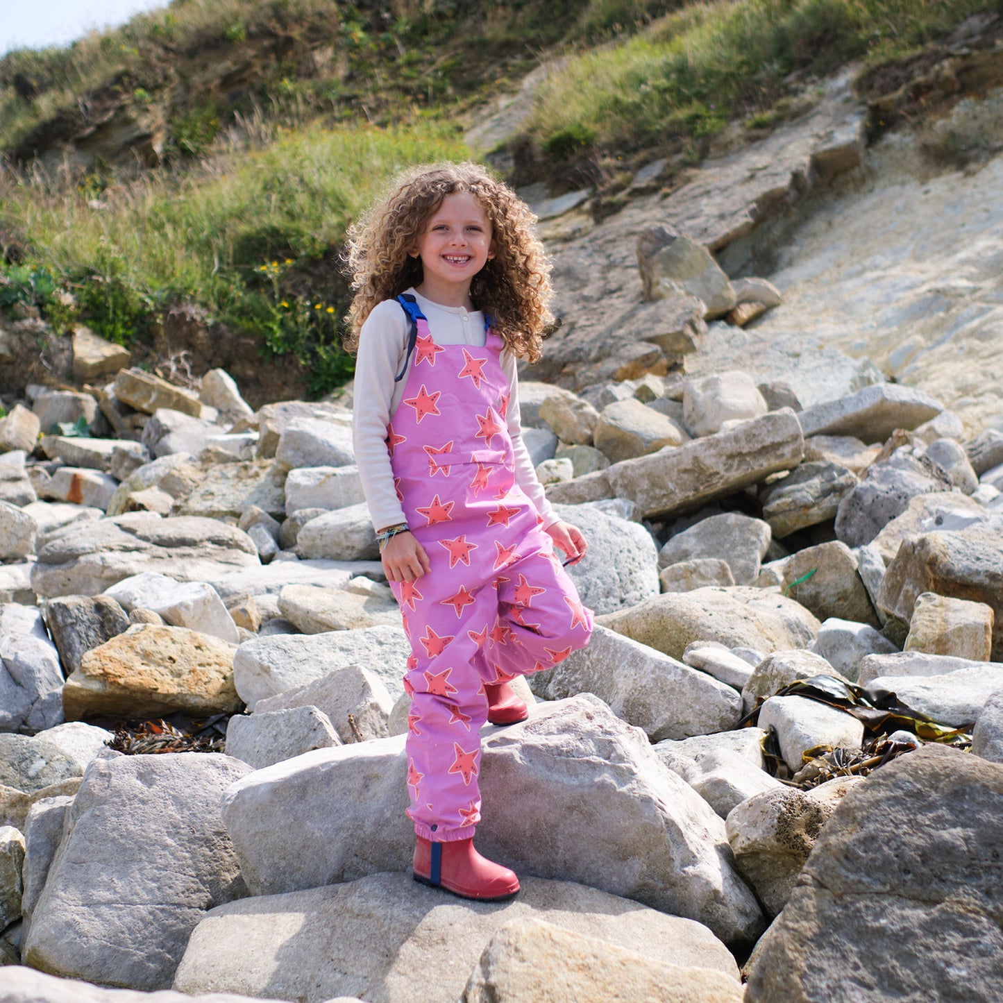 EcoLight Waterproof Dungarees Pink Starfish