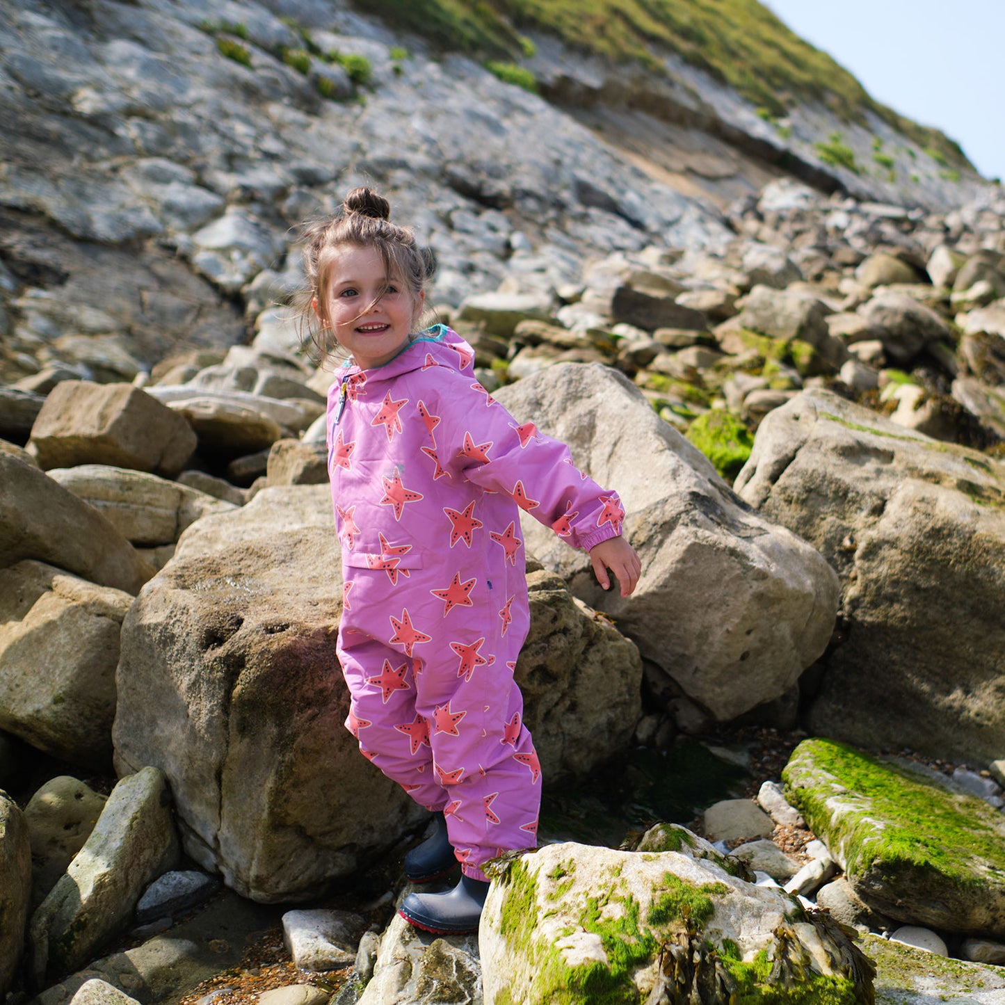 EcoLight Lightweight Waterproof Puddle Suit Pink Starfish