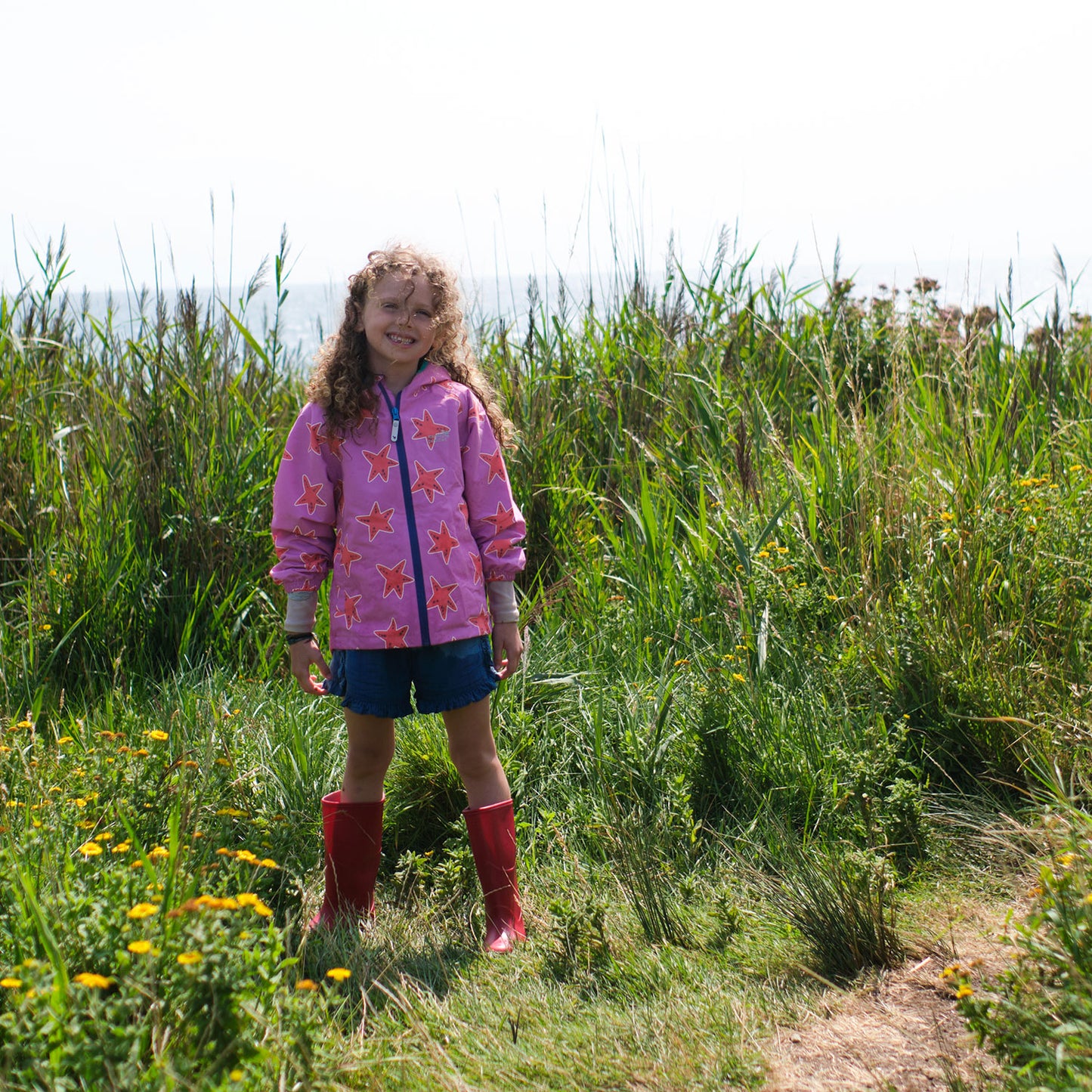 EcoLight Waterproof Lightweight Jacket Pink Starfish