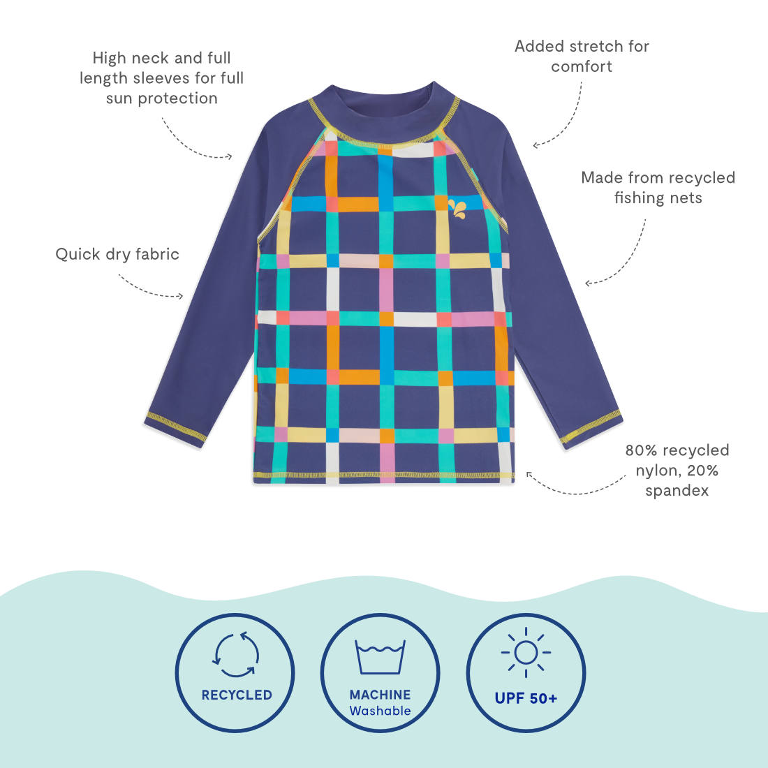 UV Protective Rash Vest Multi Check