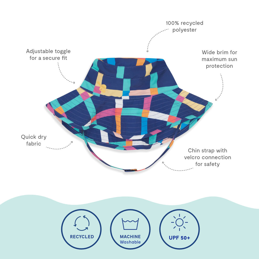 UV Protective Sun Hat Multi Check