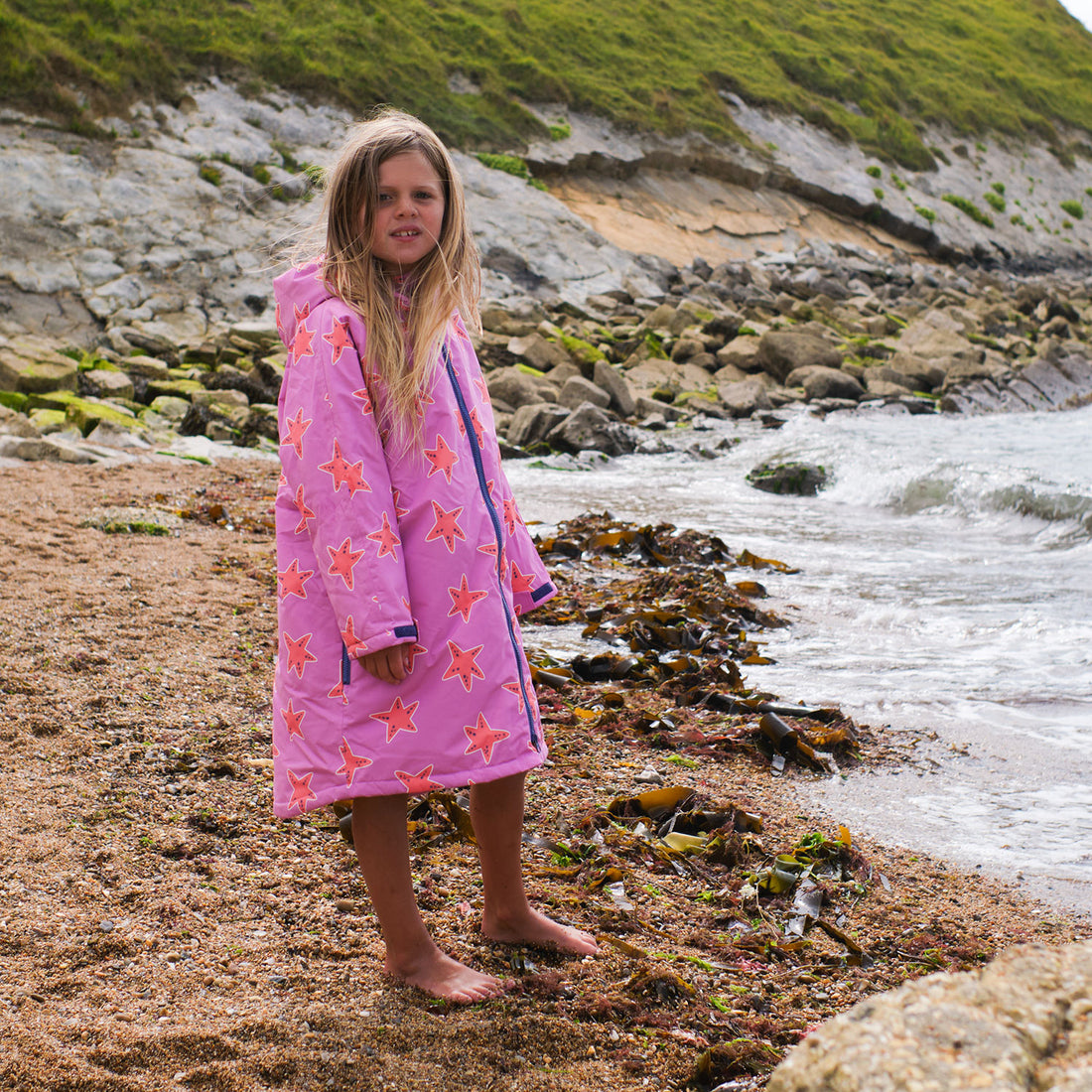Waterproof Changing Robe Pink Starfish - Muddy Puddles Children's ...