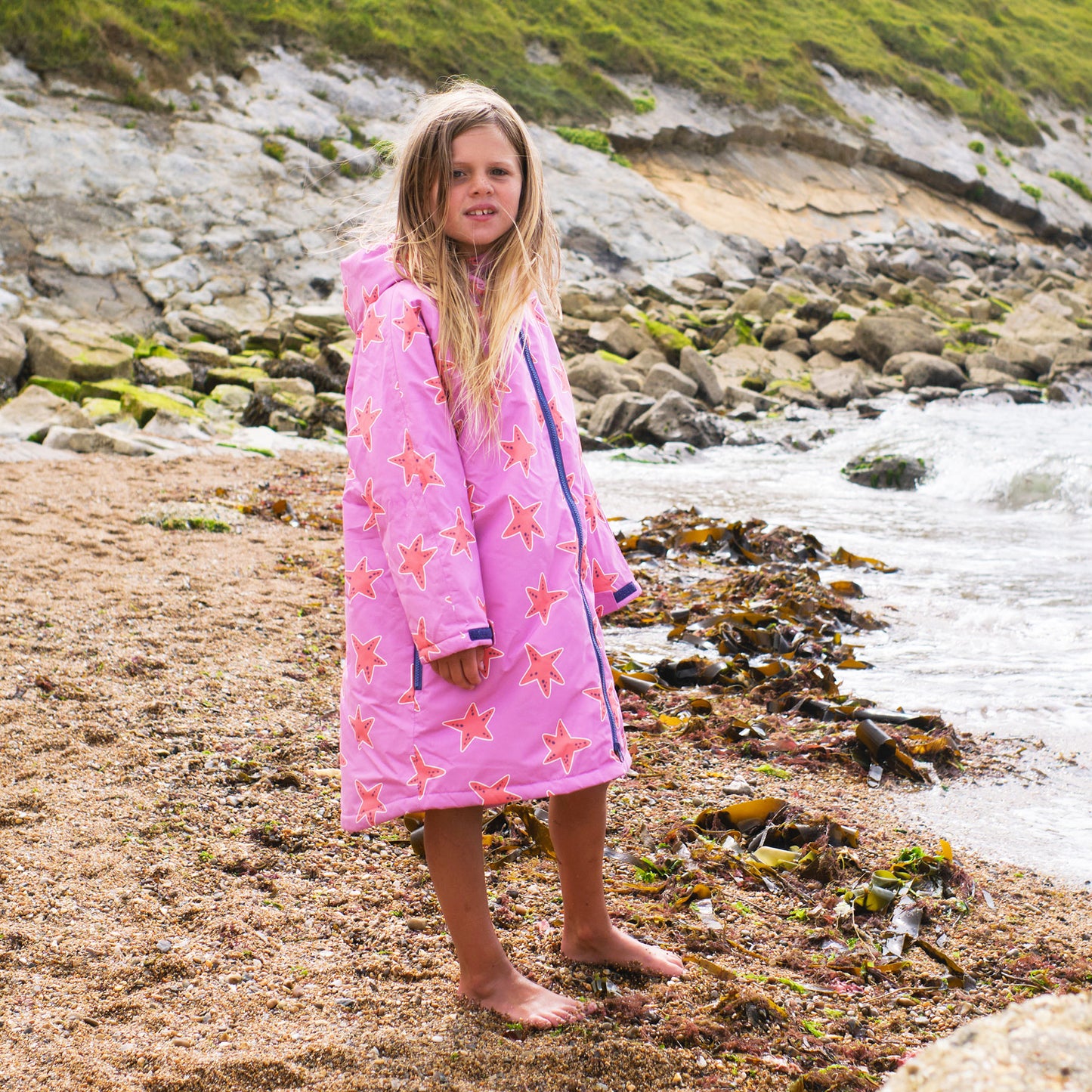 Waterproof Changing Robe Pink Starfish