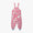 EcoLight Waterproof Dungarees Pink Weather: Children’s waterproof overalls with adjustable straps and elastic cuffs, featuring white weather-themed icons, ensuring durability and full waterproof protection.