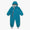 EcoLight Lightweight Waterproof Puddle Suit Green Snake: Durable, teal hooded suit with offset zipper, elasticated cuffs, foot straps, and breathable lining for adventurous kids' wet-weather play.