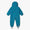 EcoLight Lightweight Waterproof Puddle Suit Green Snake: Durable teal-green rain suit with hood, elasticated cuffs, foot stirrups, and abstract blue pattern for all-weather children's adventures.