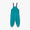 EcoLight Waterproof Dungarees Blue Colourblock with adjustable navy straps, elasticized ankles, foot straps, and muddy puddles logo, designed for durable, waterproof protection and comfortable wear.