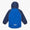 Waterproof Softshell Jacket Blue with navy hood, elasticated cuffs, reflective piping, and muddy puddles logo, designed for durability and outdoor adventures.