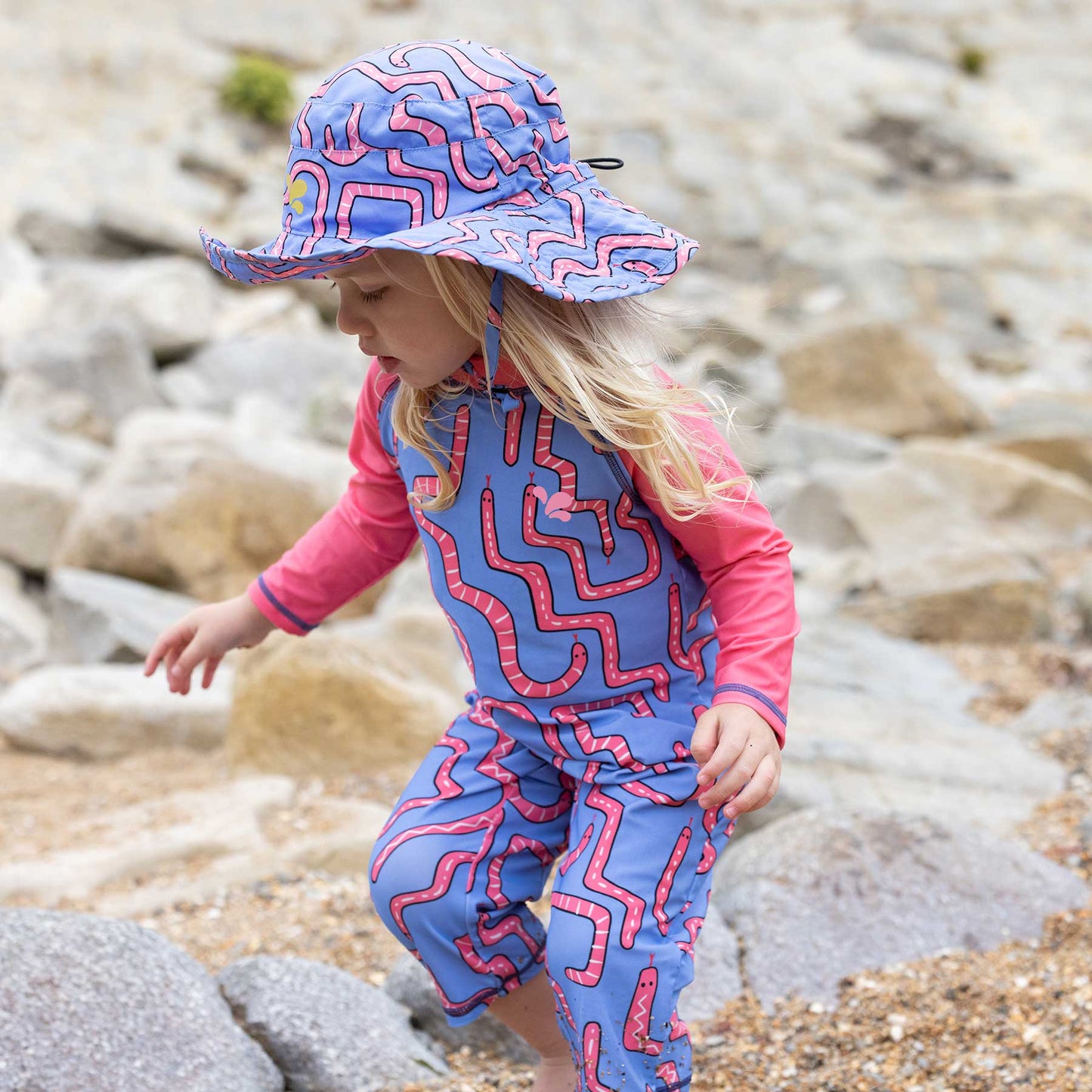 UV Protective Sun Hat Pink Snake