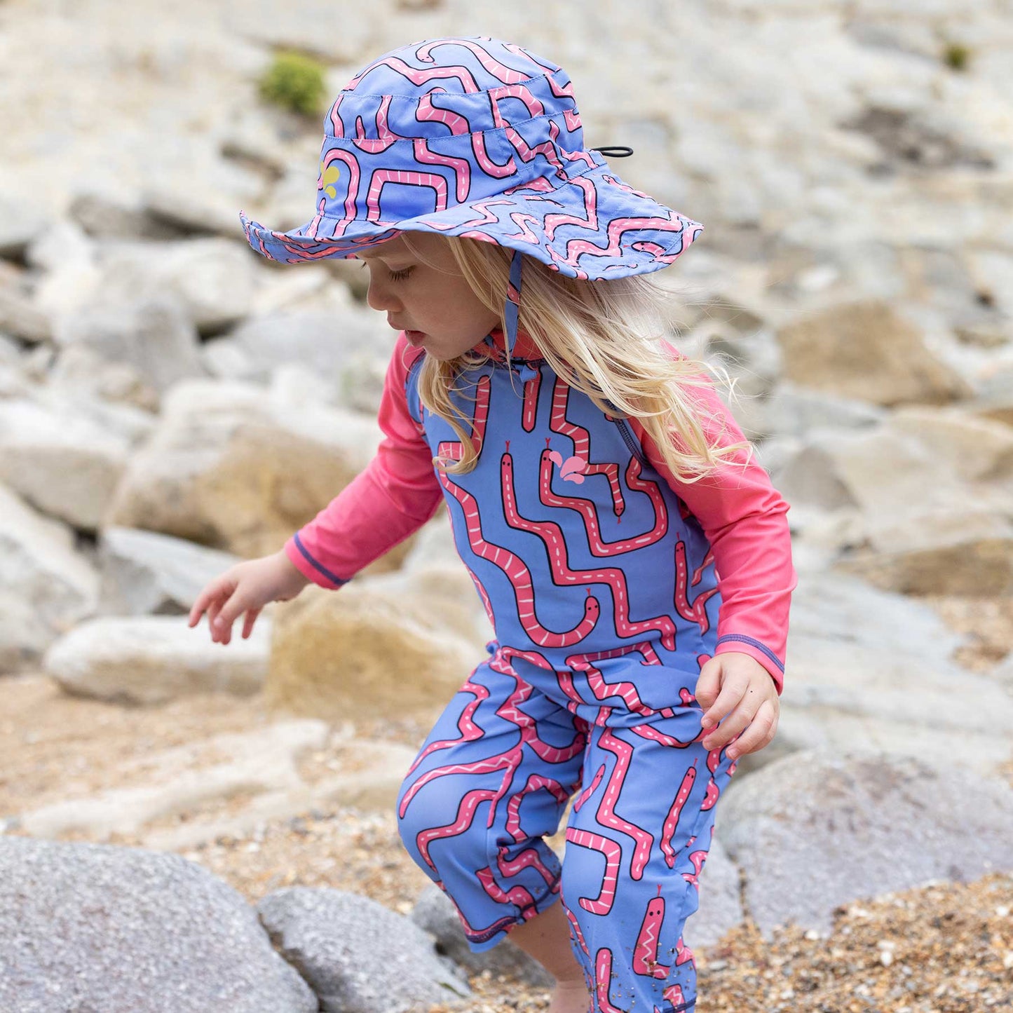 UV Protective Surf Suit Pink Snake