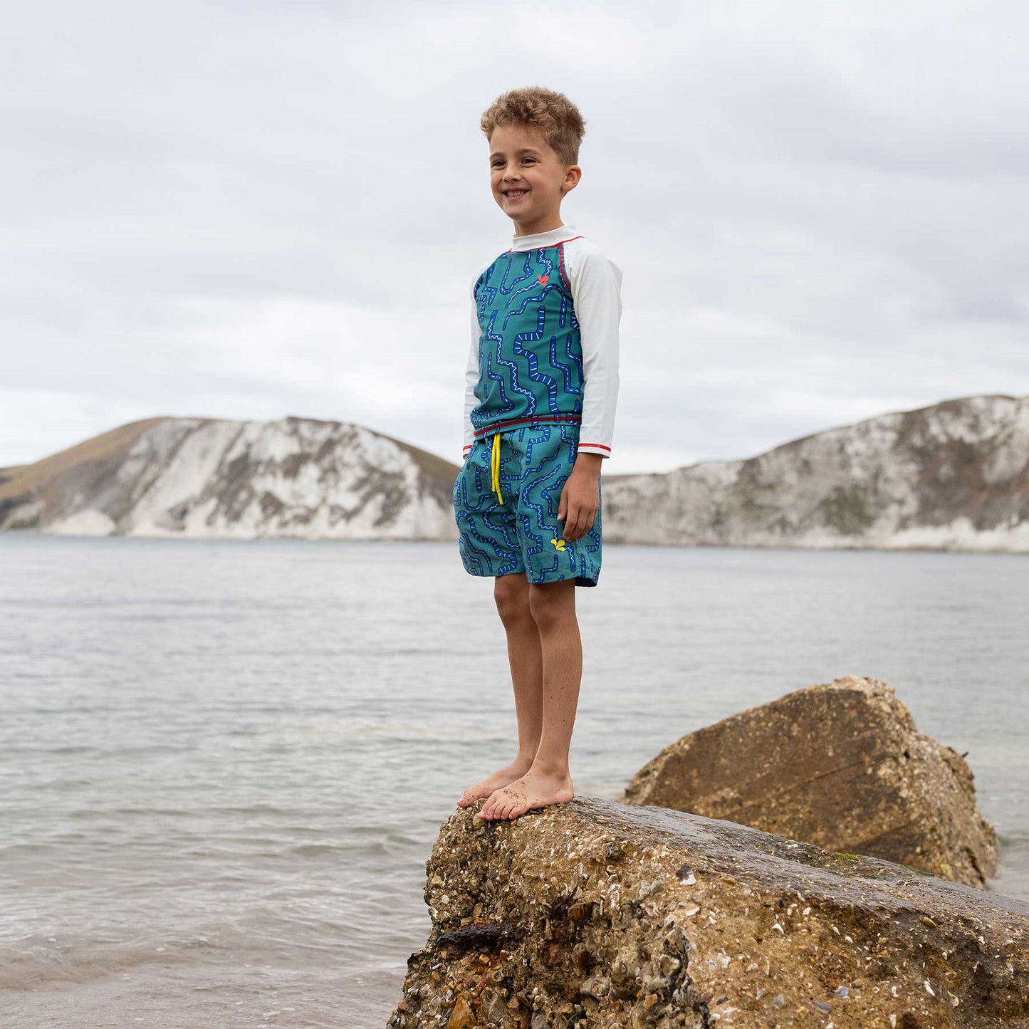 UV Protective Swim Shorts Green Snake