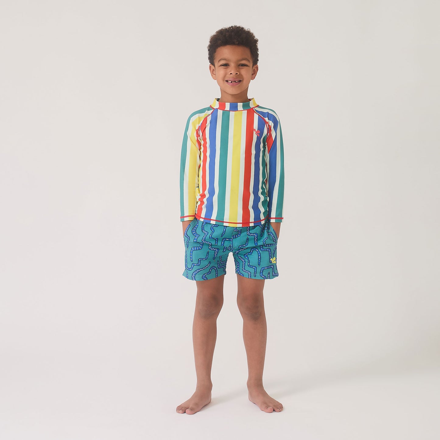 UV Protective Swim Shorts Green Snake