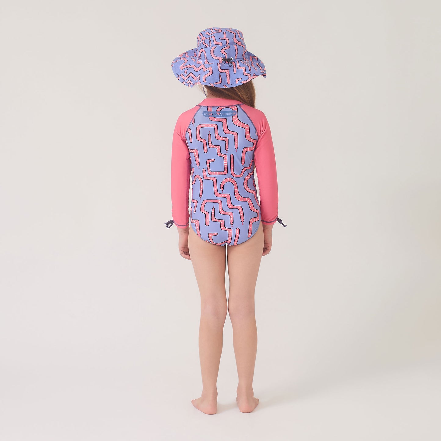 UV Protective Long Sleeve Swimsuit Pink Snake