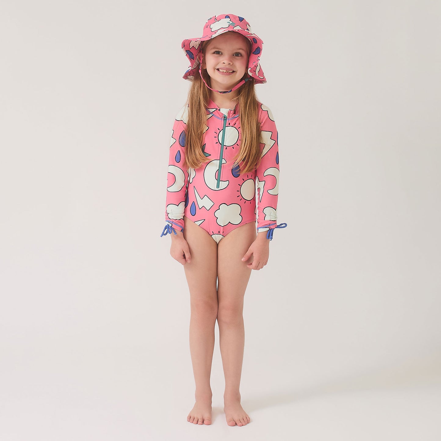 UV Protective Long Sleeve Swimsuit Pink Weather