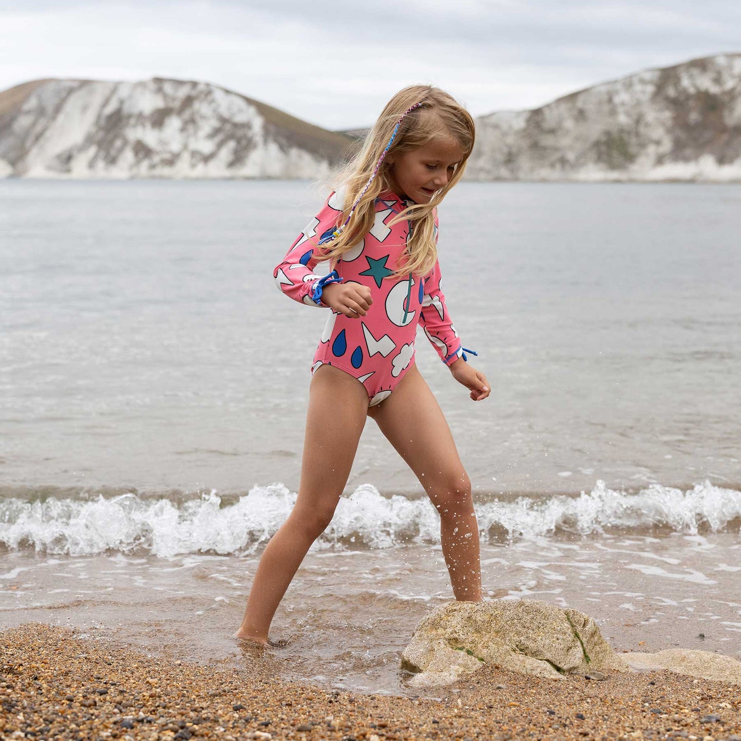 UV Protective Long Sleeve Swimsuit Pink Weather