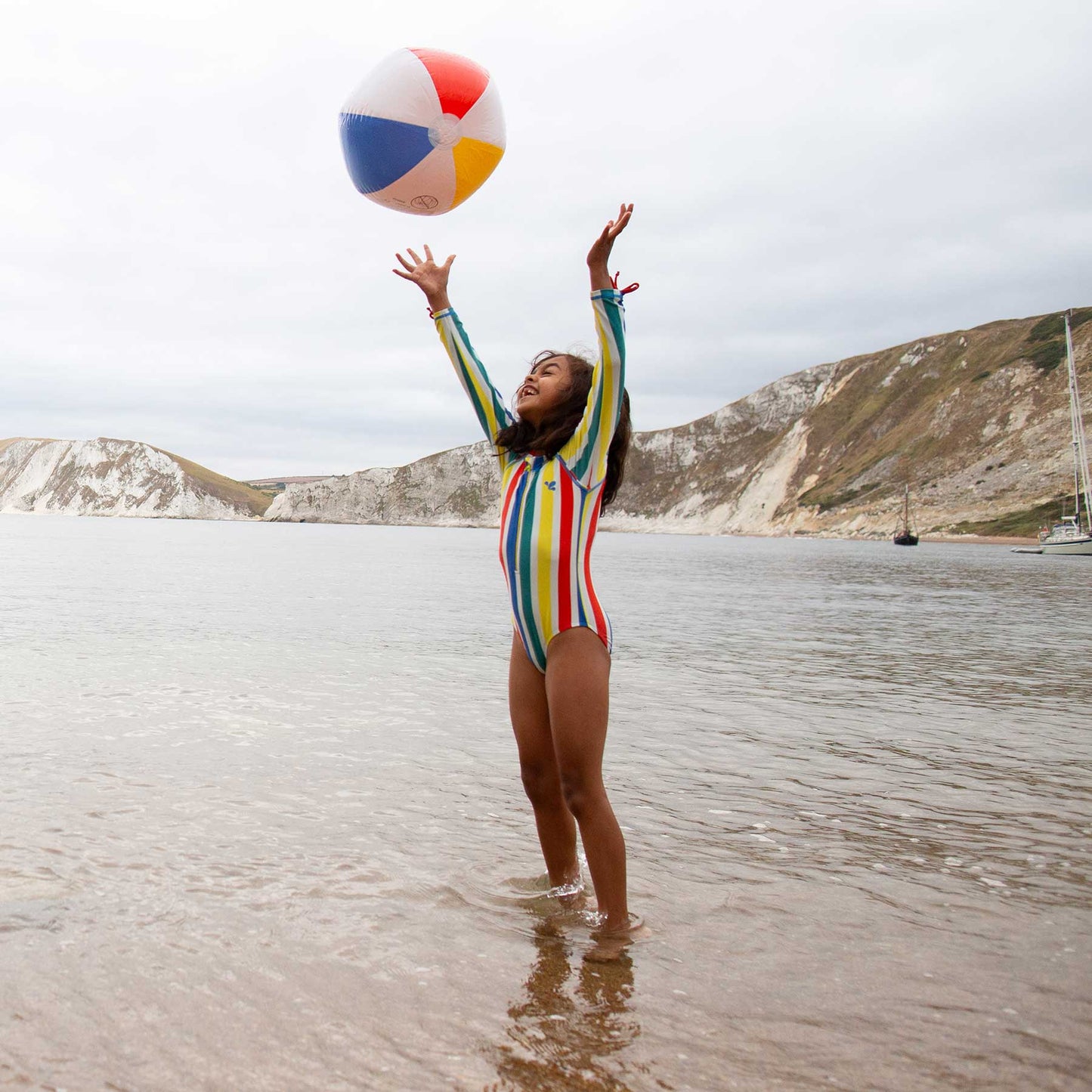 UV Protective Long Sleeve Swimsuit Multi Stripe