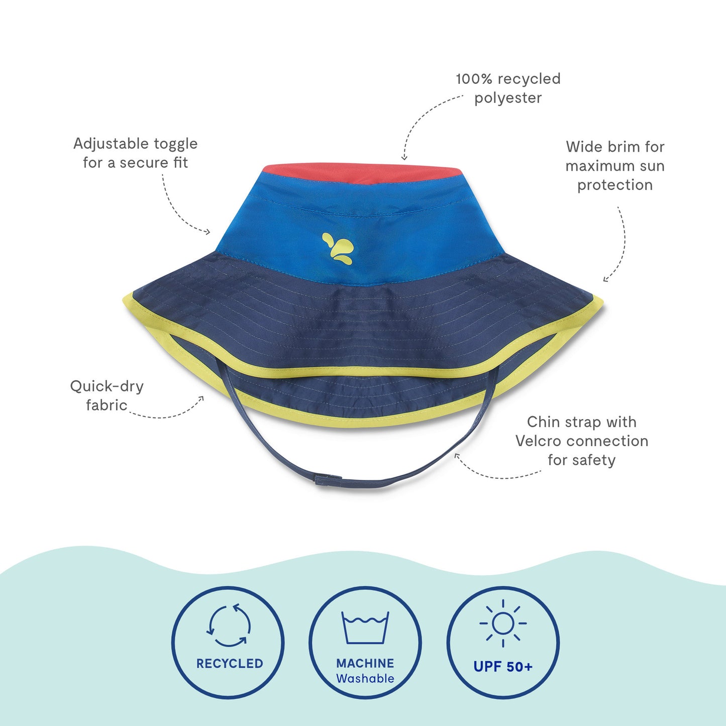 UV Protective Sun Hat Blue Colourblock