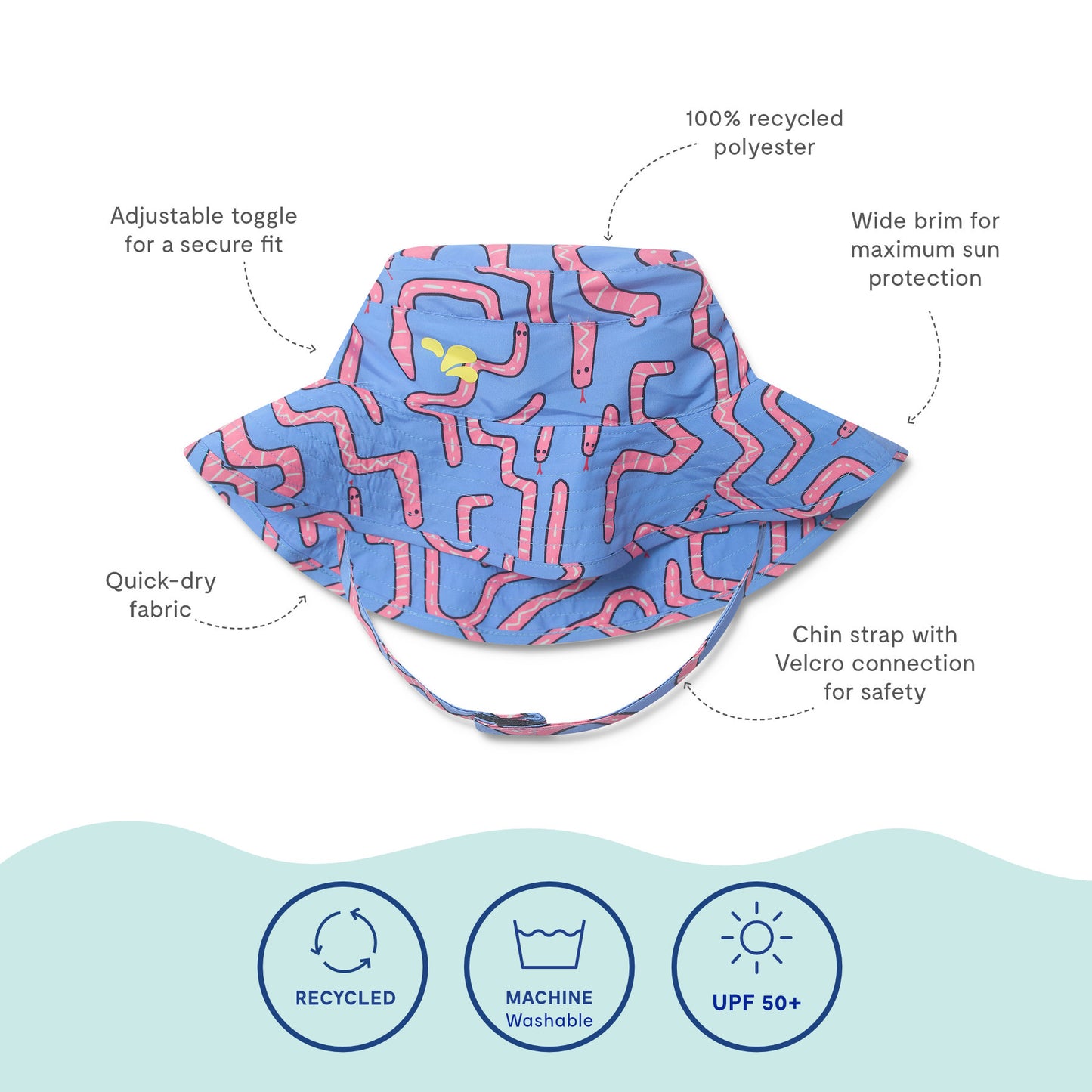 UV Protective Sun Hat Pink Snake