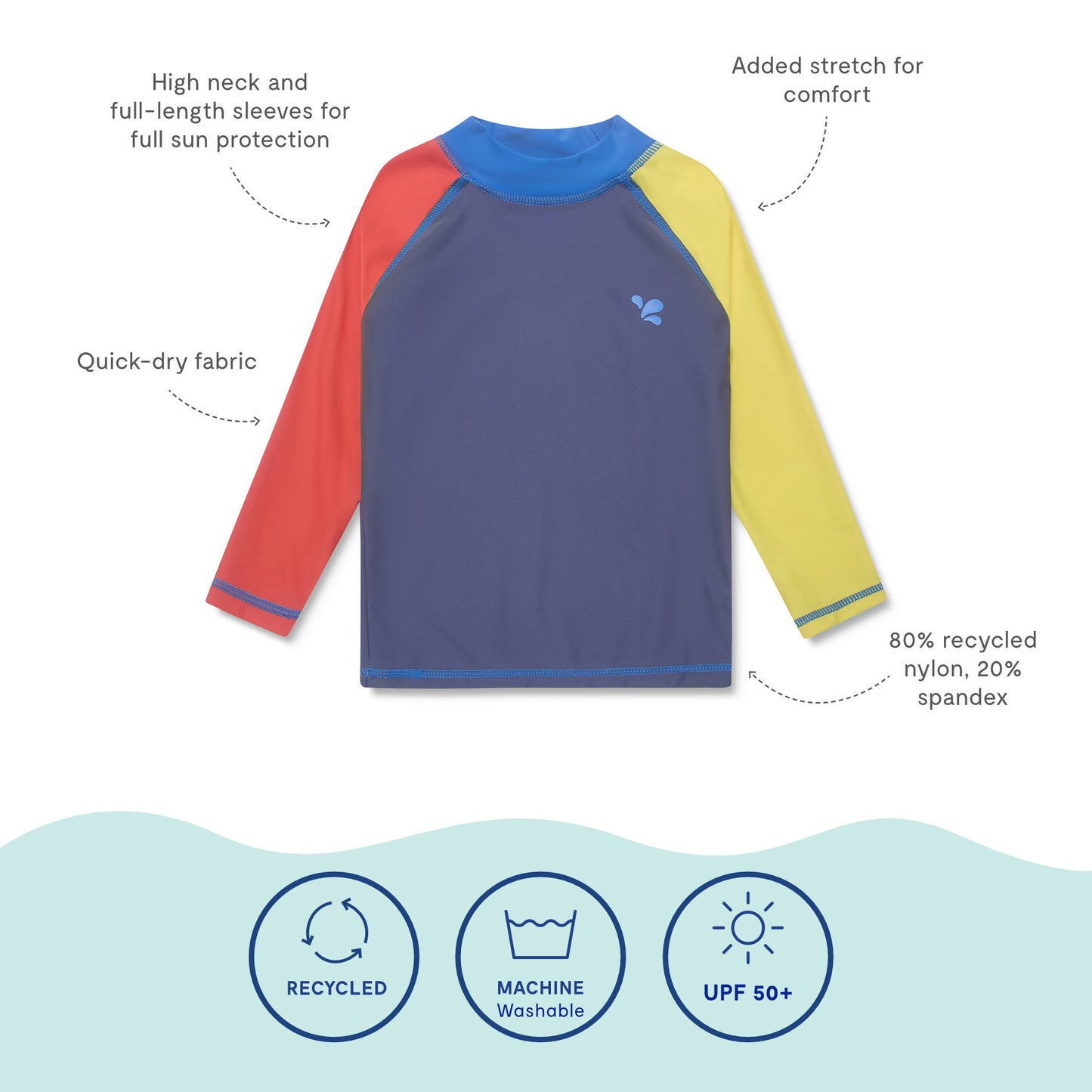 UV Protective Rash Vest Navy Colourblock