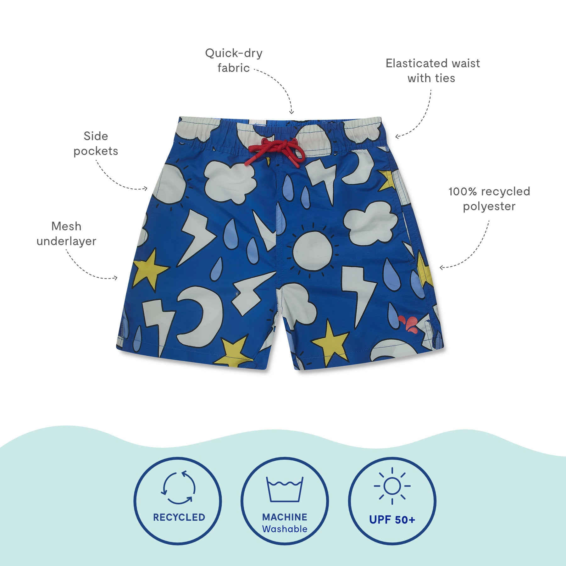 UV Protective Swim Shorts Blue Weather Kids - Muddy Puddles