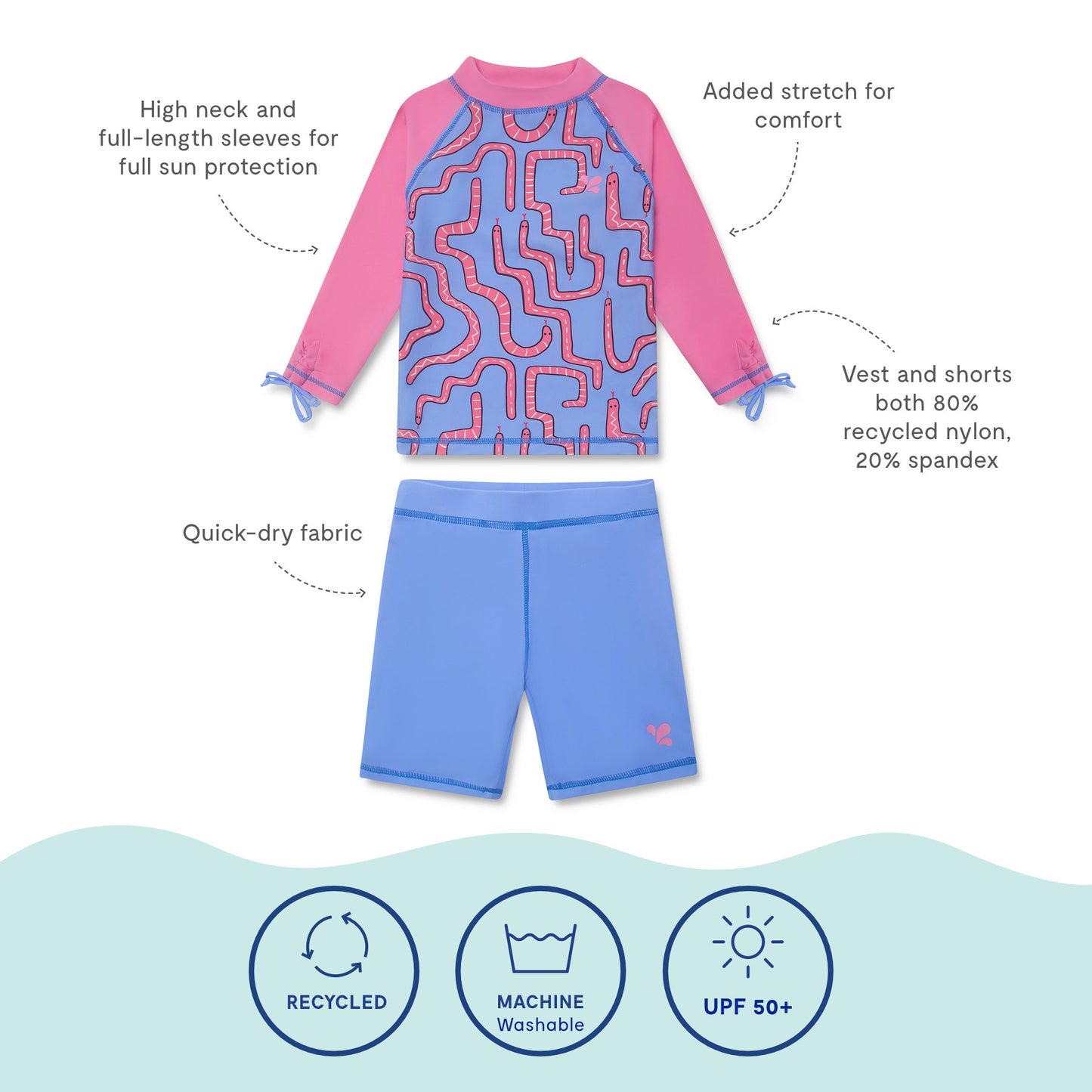 UV Protective Surf Set Pink Snake