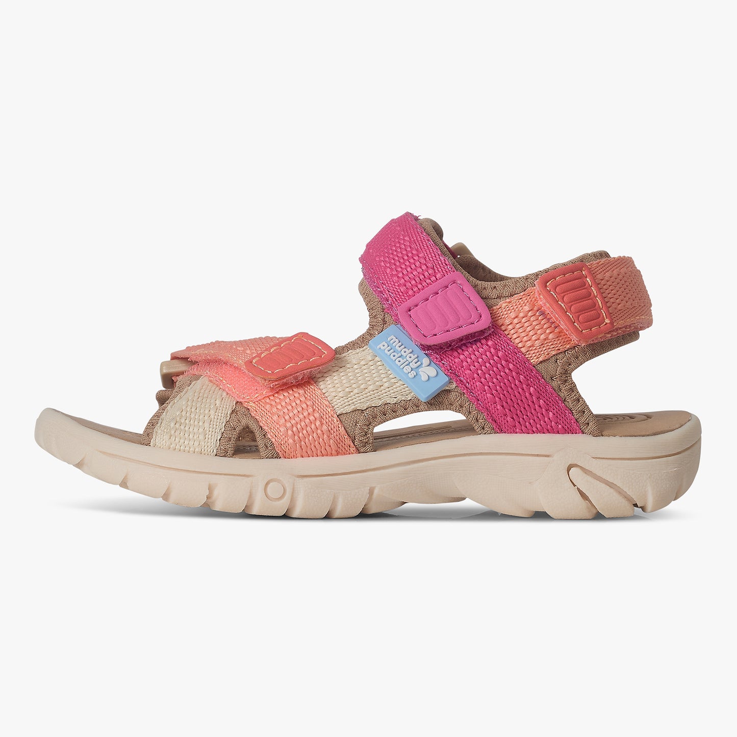 Trekker Kids Sandals Pink, featuring durable woven straps and adjustable Velcro closures, offer comfort and a secure fit for adventurous outdoor play.