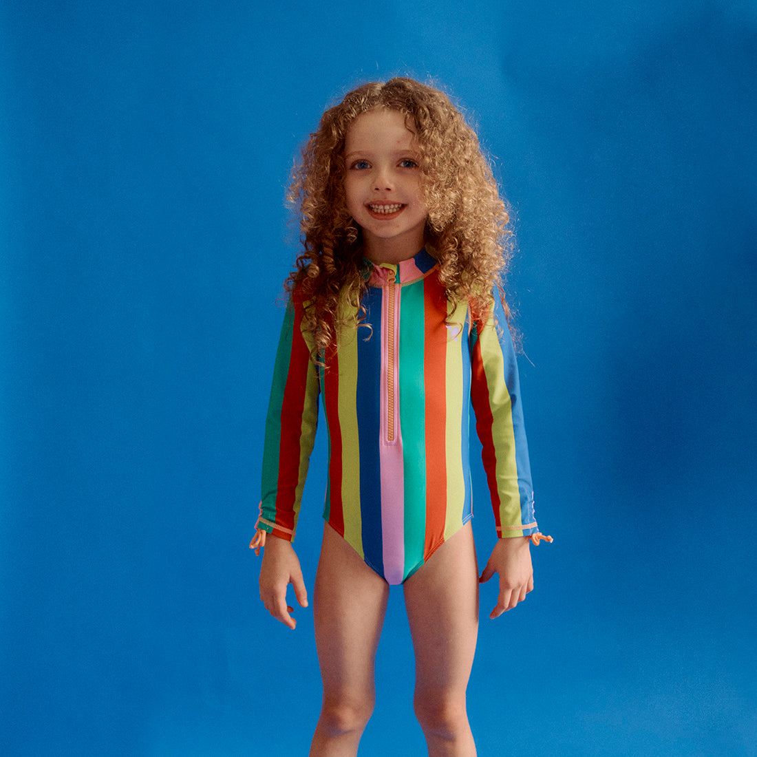 UV Protective Long Sleeve Swimsuit Multi Striped