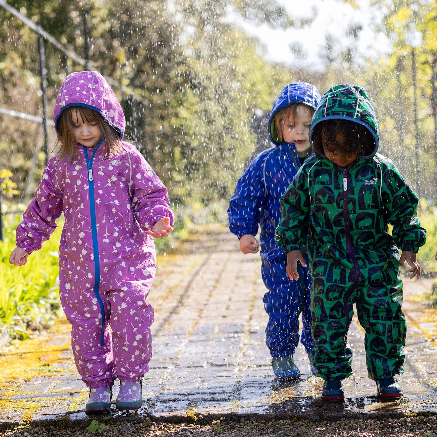 EcoSplash Fleece Lined Waterproof Puddle Suit Pink Floral