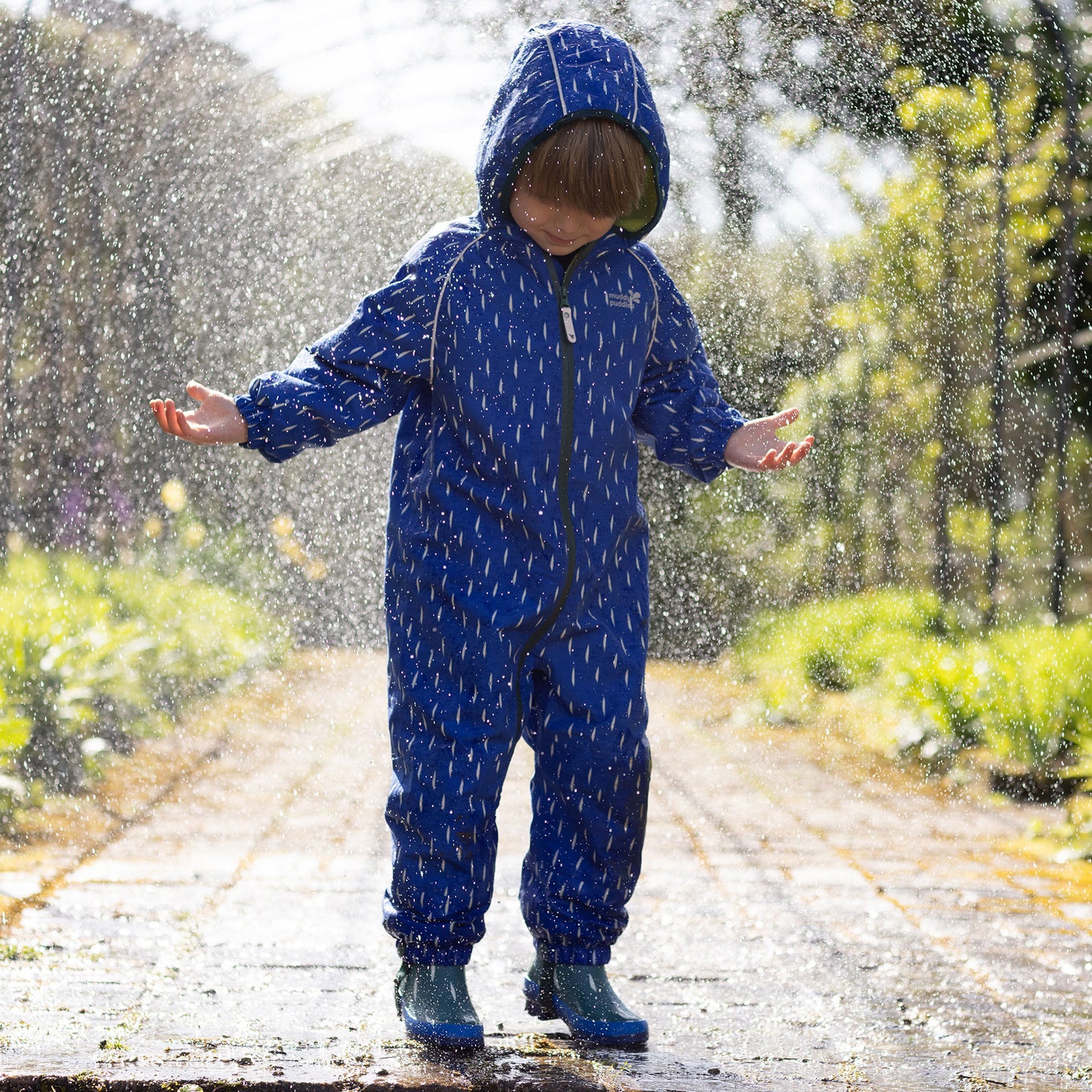 EcoSplash Fleece Lined Waterproof Puddle Suit Blue