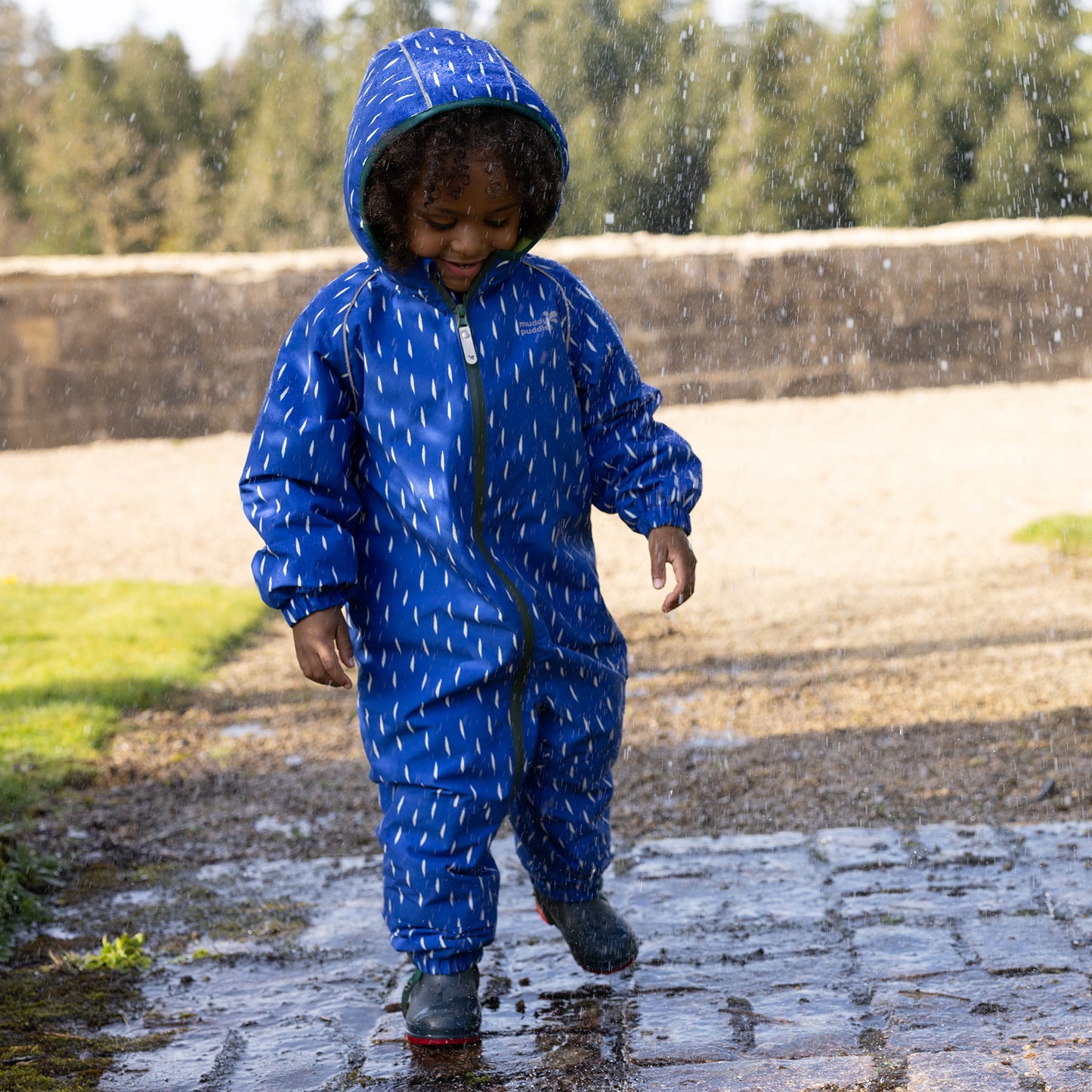 EcoSplash Fleece Lined Waterproof Puddle Suit Blue