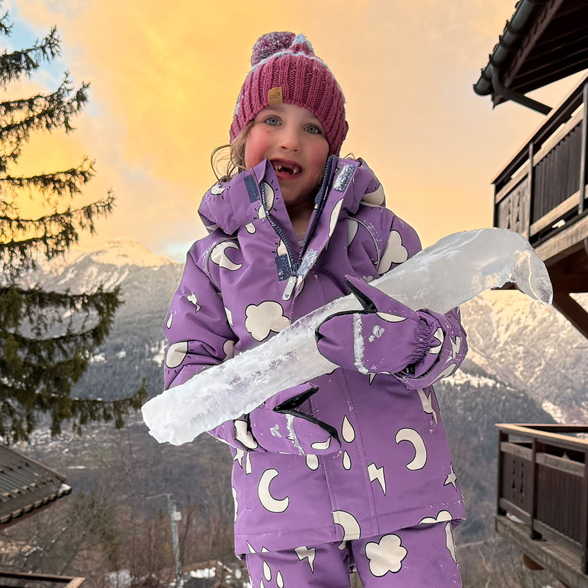 Ski Mittens Lilac Weather